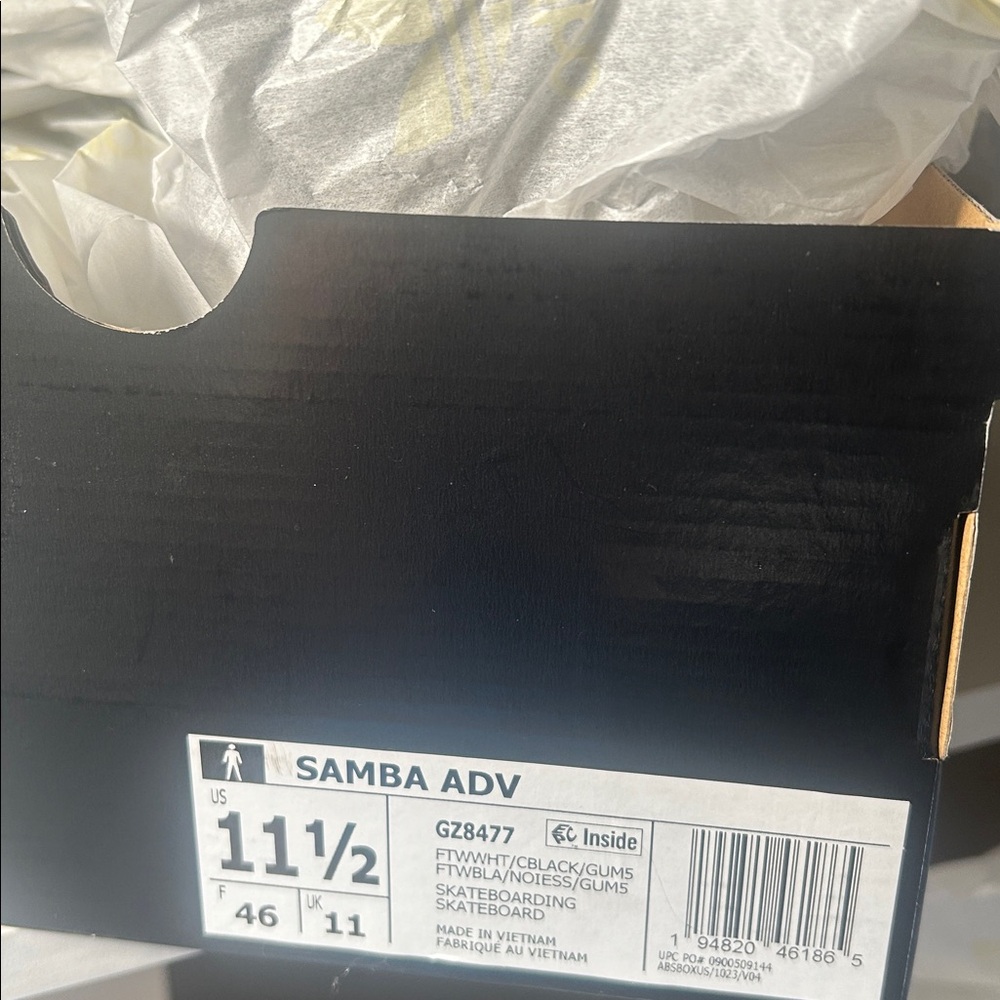 adidas Samba White Sneakers with Black Stripes and Gum Sole - Picture 6 of 6
